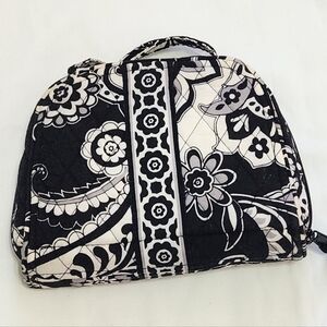 VERA BRADLEY Cosmetic Jewelry Travel Bag Black White Grey Flowers Swirls